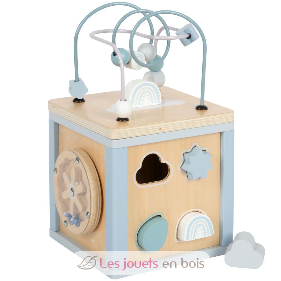 Cube de motricité bleu - small foot - les jouets en bois