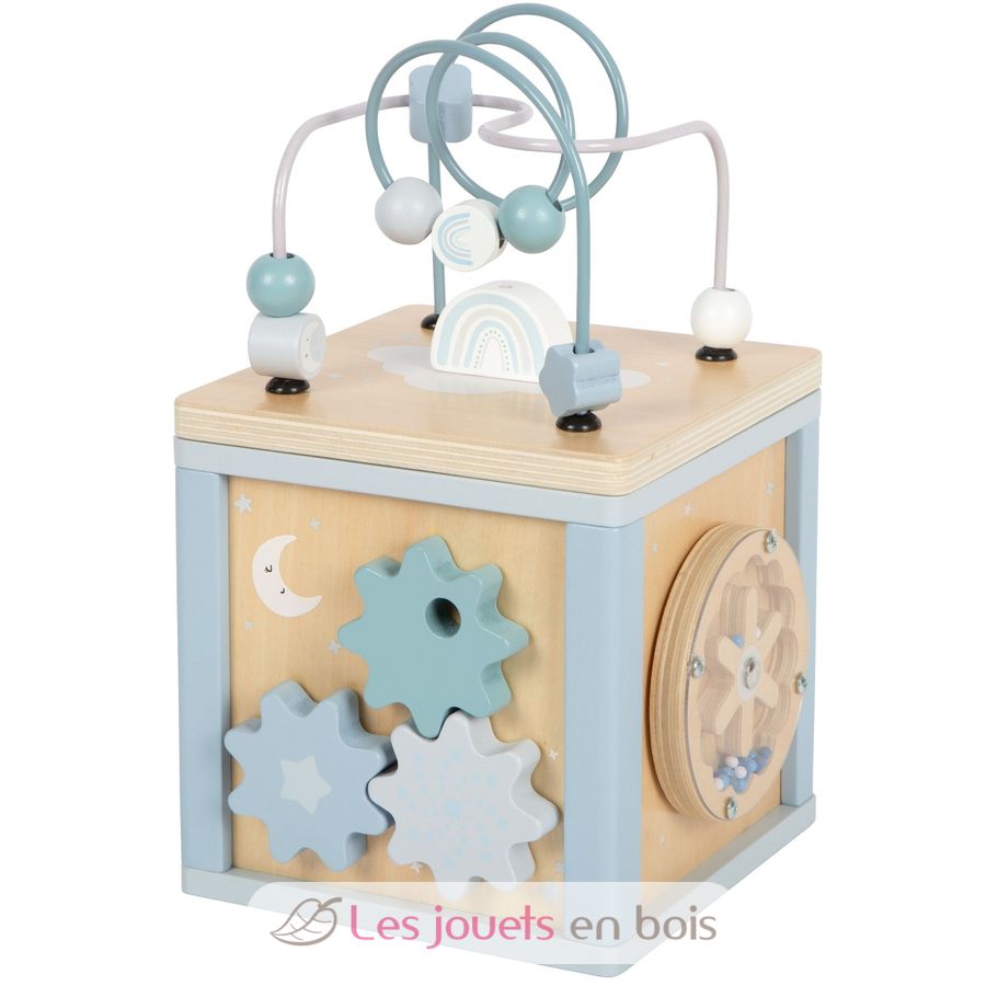 Cube de motricité bleu - small foot - les jouets en bois