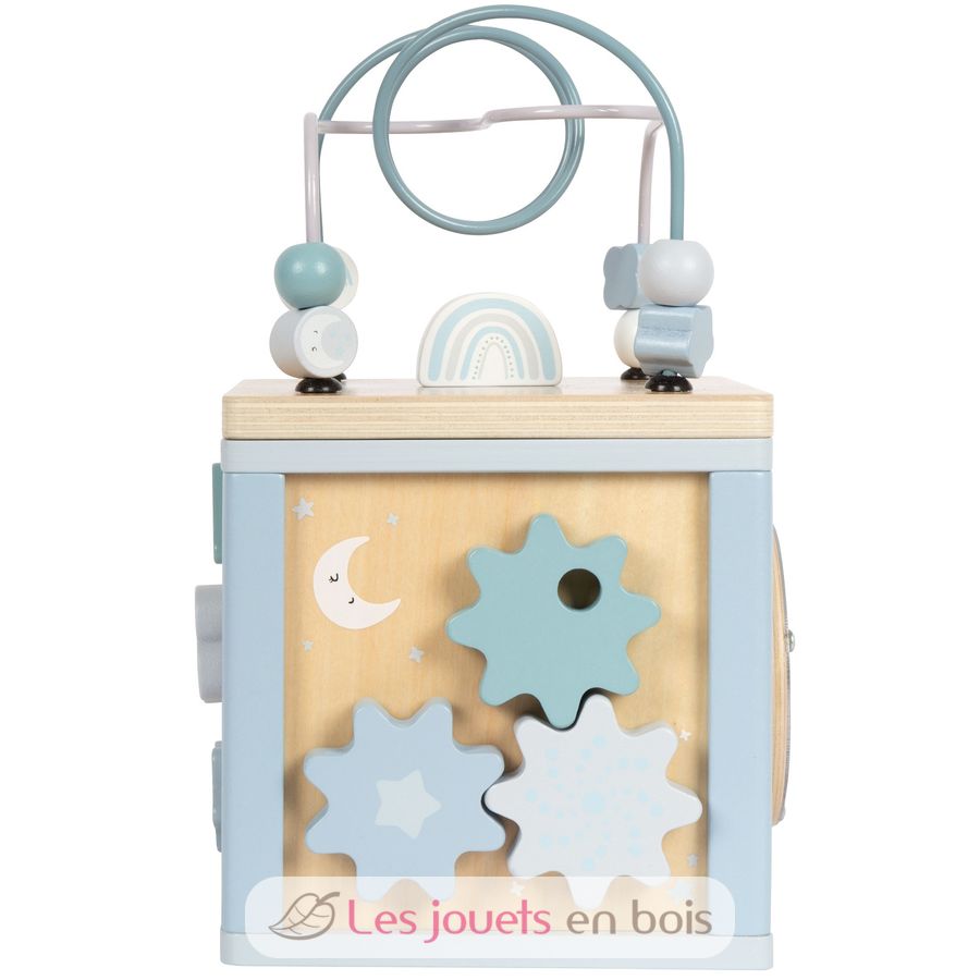 Cube de motricité bleu - small foot - les jouets en bois