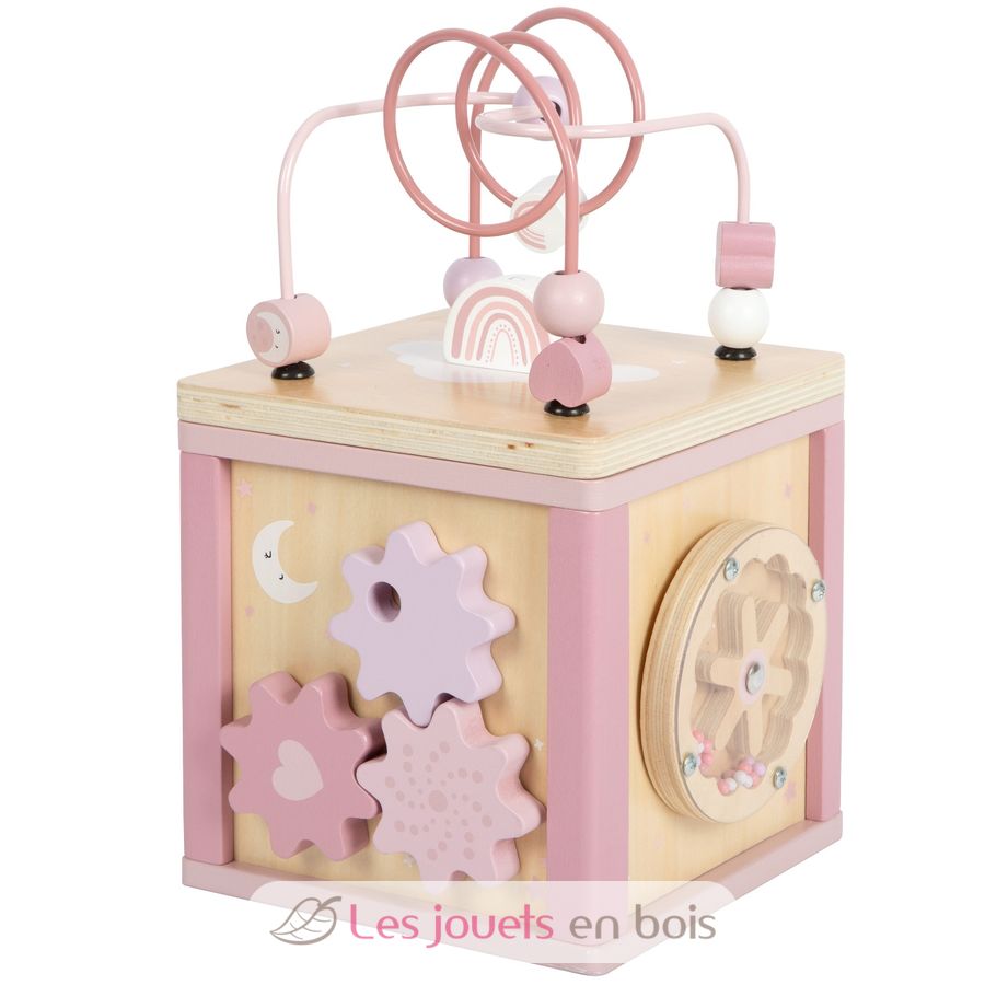 Cube de motricité rose - small foot - les jouets en bois