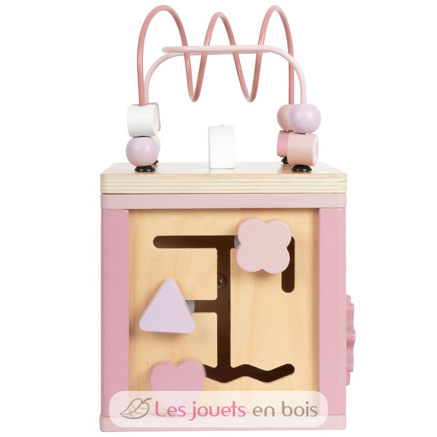 Cube de motricité rose - small foot - les jouets en bois