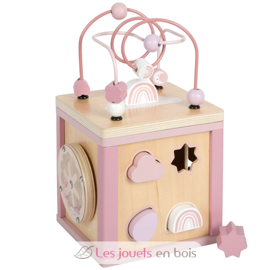 Cube de motricité rose - small foot - les jouets en bois
