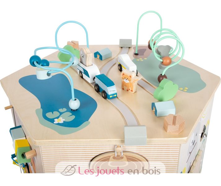 Cube De Motricité Pastel Small Foot – 5 Côtés D’activités En Bois, Dès 12 Mois – Formes, Engrenages, Jeu à Encastrer