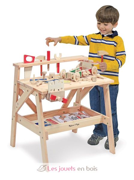 Jouet d'Etabli en Bois pour Enfants avec 8 Outils & 53 Accessoires