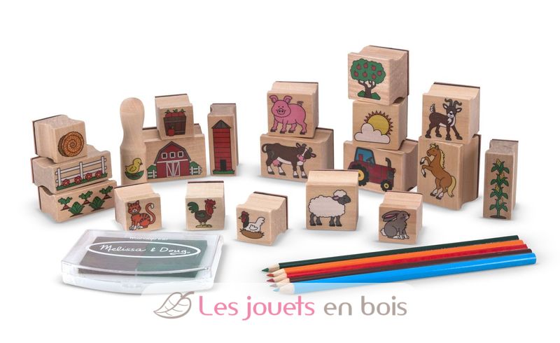 Tampons Animaux De La Ferme Melissa & Doug – En Bois Et Caoutchouc, Pour Enfants à Partir De 3 Ans