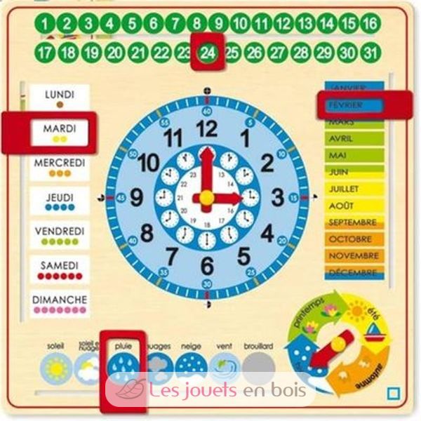 Calendrier enfant en bois - Calendrier éducatif sur le temps - Janod