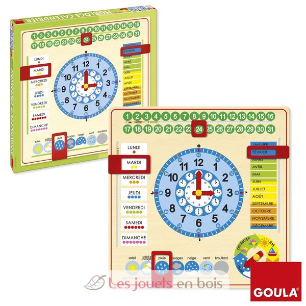 Horloge calendrier Goula. Un jeu éducatif en bois pour enfant