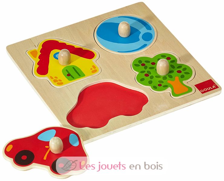 Puzzle Chat - Goula - Jouet 1er âge Bois. De 1 à 2 ans