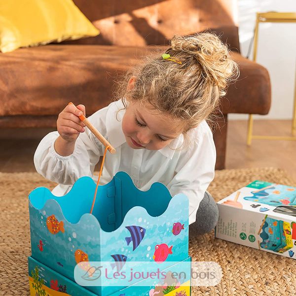 Puzz & Fish Bariolo, puzzle d'encastrement en bois et jeu de pêche