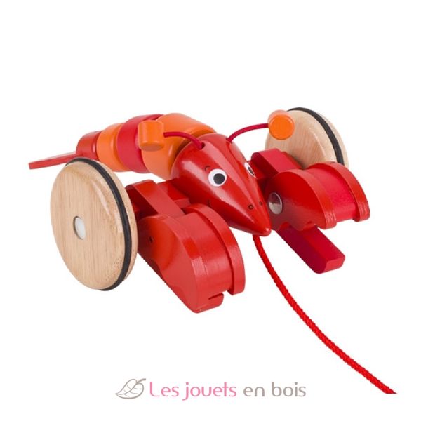 Homard à tirer - Goki - Jouets 1er âge Bois. De 1 à 3 ans