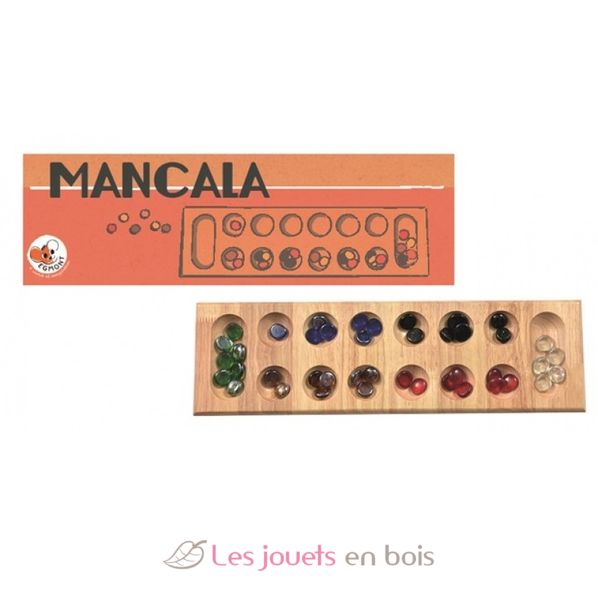 Jeu de Mancala Egmont Toys 571010 Un awalé en bois avec pierres en verre Jeu de stratégie