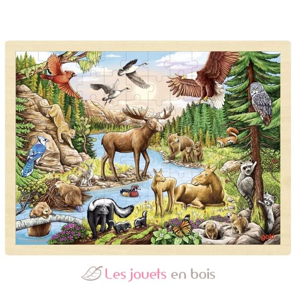 Animaux De La Forêt De Dessin. Puzzle Pour Jeunes Enfants. Pièces