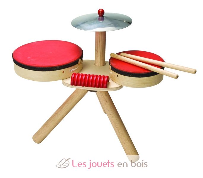 Batterie en bois pour enfant Plantoys. Batterie rouge à partir de 3 ans