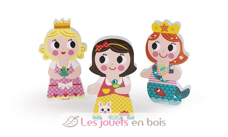 Janod J07038 - Magnets Bois Bébé Poupées - 4 Baby Dolls Magnétiques 3 Parties à Mélanger - Jeu Éveil 18 Mois+