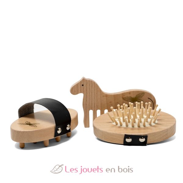Kit De Pansage Pour Chevaux Enfant 12 Pièces - Sac, Brosses, Gants, Cure-pied, Jouets, Rose