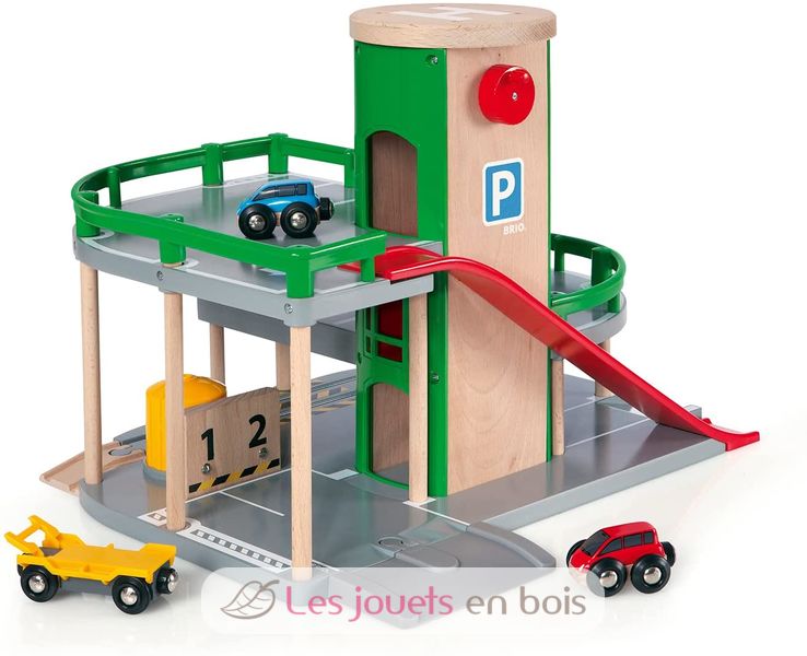 Train en bois, assortiment de rails et de routes