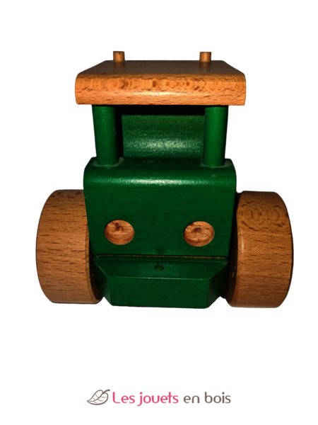 Goki Tracteur vert avec remorque - Jouet en bois