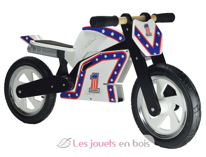 Draisienne Evel Knievel Kiddimoto, le vélo en bois sans pédales pour enfant