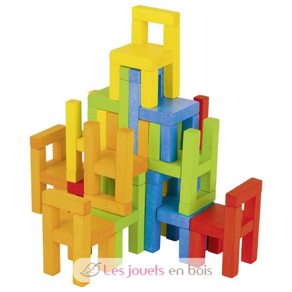 Jeu D'empilage De Chaises D'équilibre - 18 Chaises Multicolores - Jeu Familial Pour Enfants Et Adultes (1-4 Joueurs)