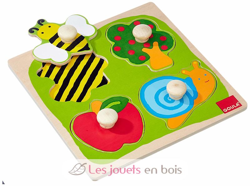 puzzle bébé en bois - abeille arbre pomme escargot sur ce puzzle bébé en  bois