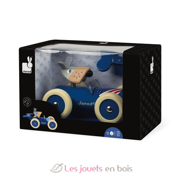 Janod - Voiture Jouet En Bois Spirit - Dan, Roues Caoutchouc, Peinture Laquée Aux Couleurs De La Belgique