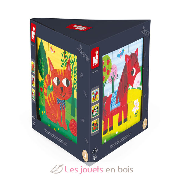 Puzzle Janod bois bébé - Set 3 puzzles animaux Jardin, enfant 18 mois -  Janod