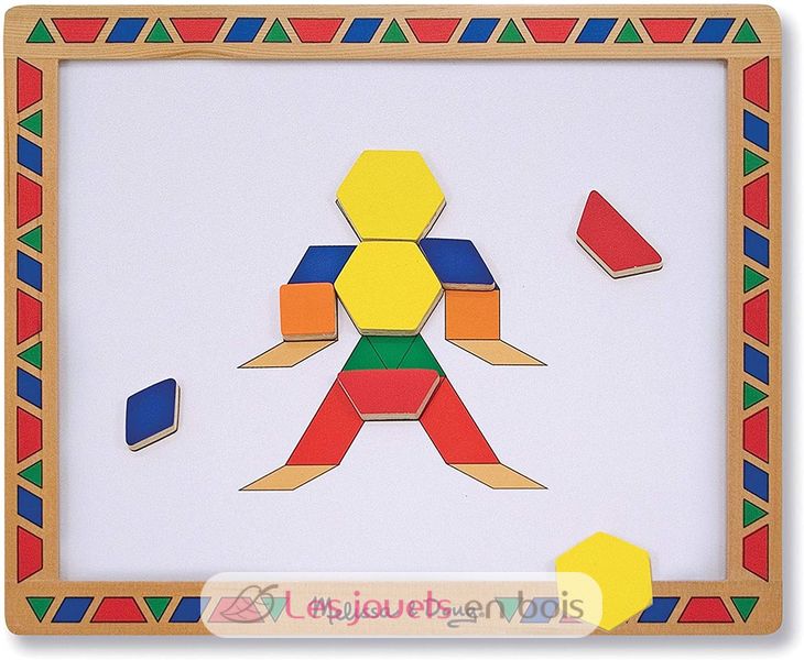 Kit tableau et motifs magnétiques. Créer des formes et images ! Jeu type  Tangram