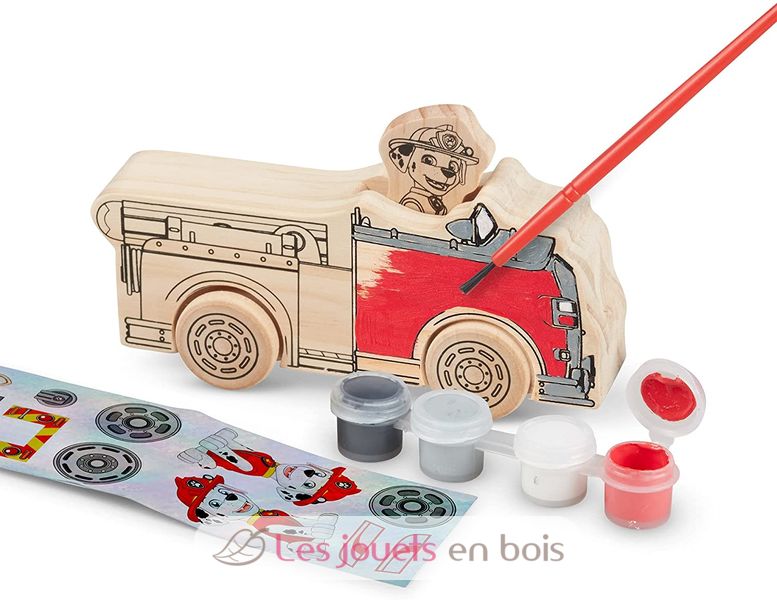 3 Véhicules à Décorer |3 Figurines de Jeu la Pat’ Patrouille Kit de Bricolage de Véhicules en Bois Melissa & Doug Paw Patrol 