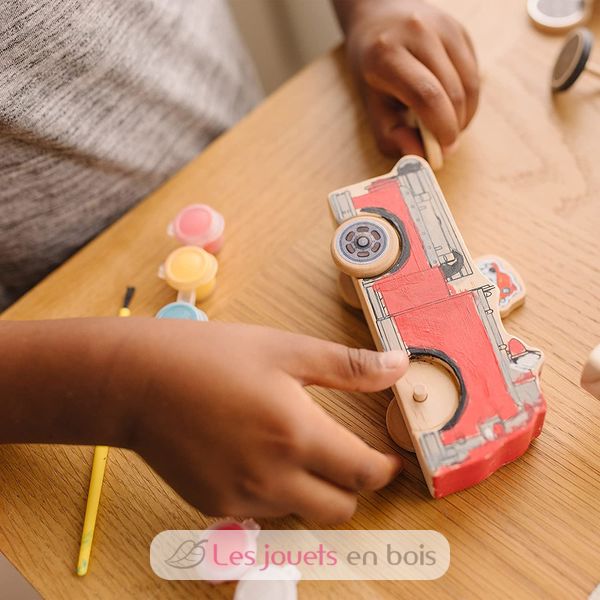 Kit Créatif Véhicules En Bois La Pat' Patrouille Melissa & Doug - Peinture Et Autocollants Inclus - Cadeau Enfant 3-7 Ans