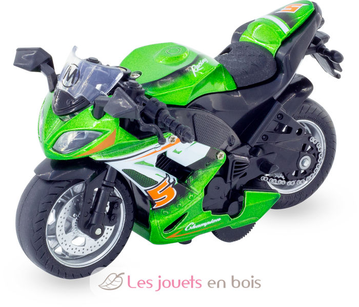 Moto de course miniature existe en trois couleurs