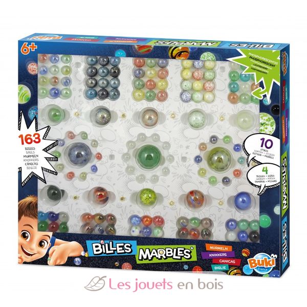 Coffret 163 billes en verre - Buki - Les jouets en bois