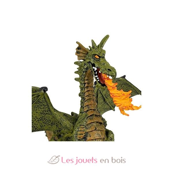 Figurine Papo Dragon ailé vert avec flamme, figurine en plastique Papo