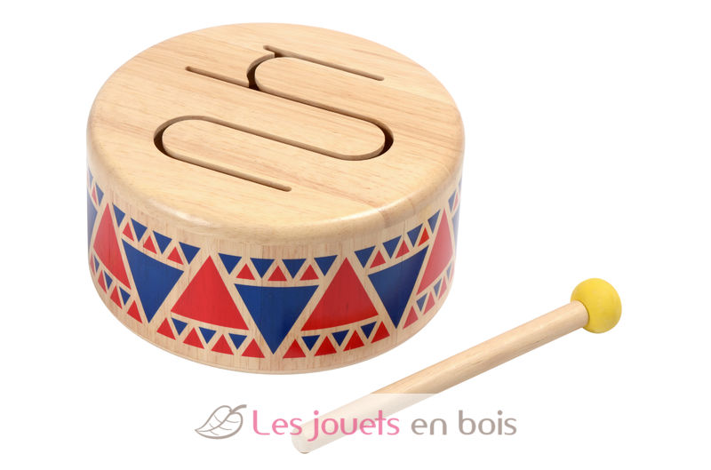 Tambour - Plan Toys PT6404 - Tambour en bois pour enfant - Jouet musical