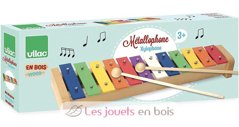 Vilac Métallophone 12 Notes Multicolore – Instrument De Musique Enfant Dès 1 An – Fabriqué En France