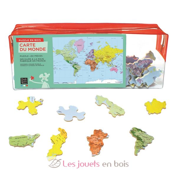 Puzzle carte du monde Wilson. Un puzzle éducatif carte du monde en bois ...