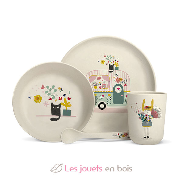 Set Vaisselle Fibre Bambou Caravane Par Zabeil Vaisselle Enfant Assiette Et Couverts